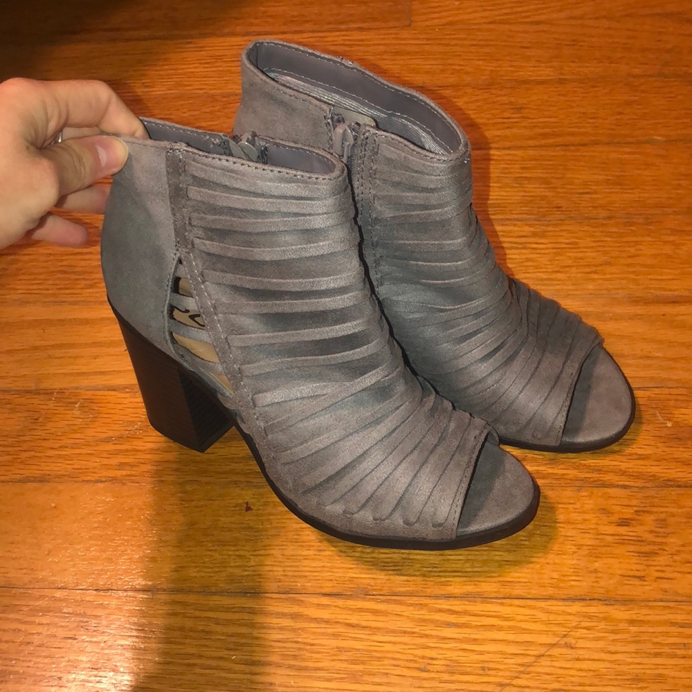 Grey peeptoe booties BRAND NEW